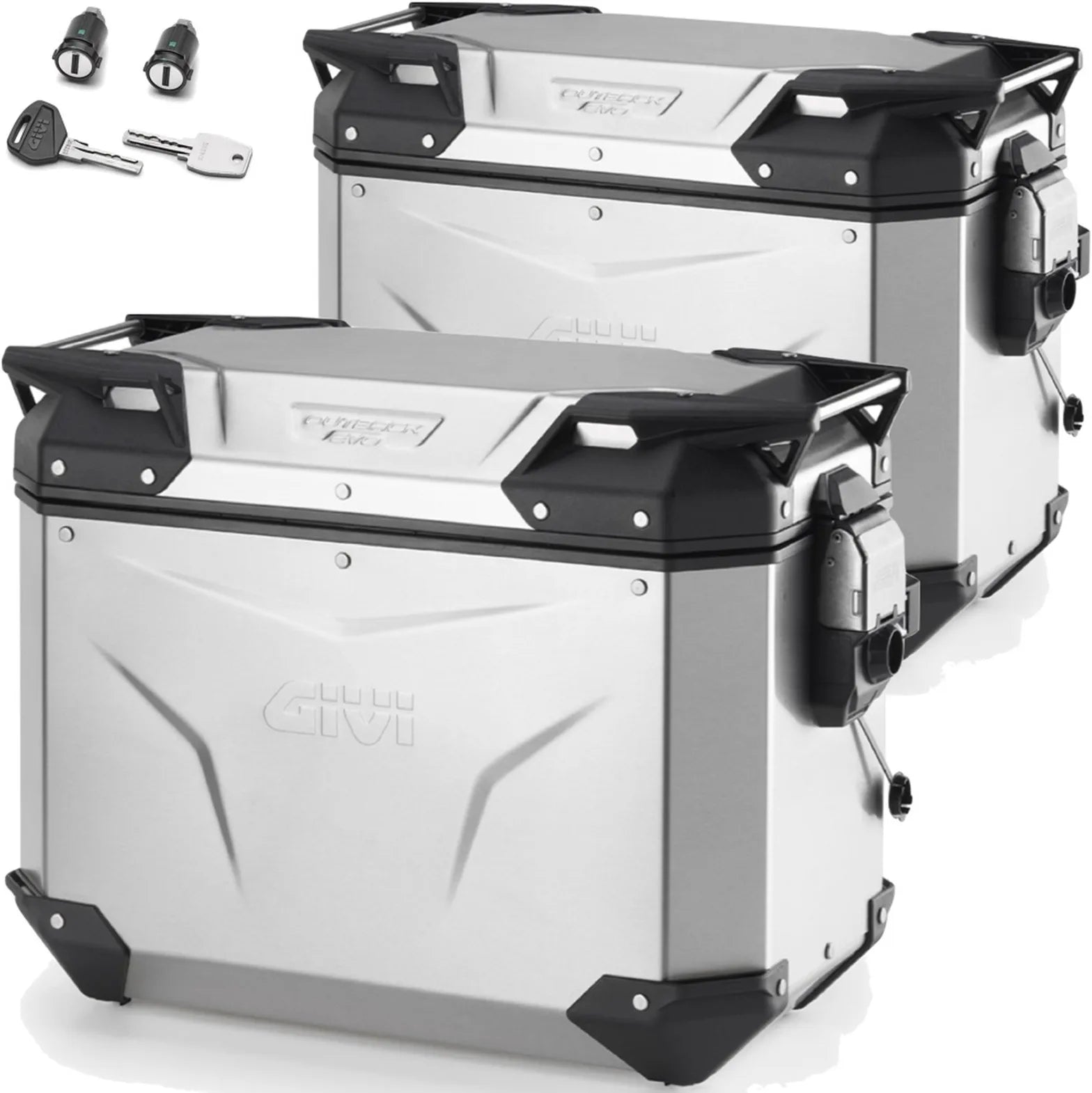 Monokey Cam-Side Trekker Outback Evo Smart Anodized Aluminium Side Cases + Locks - 88 Lt Trekker Outback Evo Smart Anodized Aluminium - Givi Compatible With Suzuki Dl 1000 V-Strom (2014-2016)