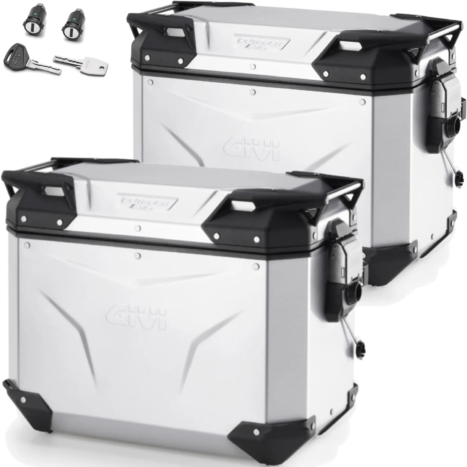 Monokey Cam-Side Trekker Outback Evo Smart Aluminium Side Cases + Locks - 88 Lt Trekker Outback Evo Smart Aluminium - Givi Compatible With Suzuki Gsx-S 1000 Gx (2024)