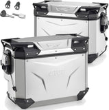 Monokey Cam-Side Trekker Outback Evo Smart Anodized Aluminium Side Cases + Locks - R Recessed 88 Lt Trekker Outback Evo Smart Anodized Aluminium - Givi Compatible With Bmw R 1250 Gs (2019-2023)