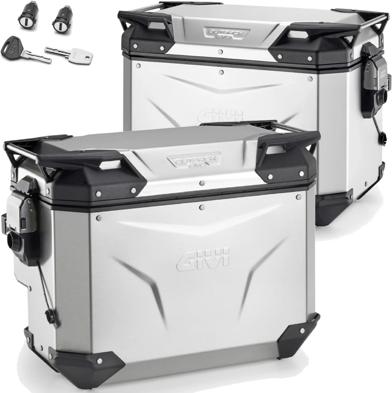 Monokey Cam-Side Trekker Outback Evo Smart Aluminium Side Cases + Locks - R Recessed 88 Lt Trekker Outback Evo Smart Aluminium - Givi Compatible With Ktm 1290 Super Adventure S (2021-2024)