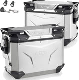 Monokey Cam-Side Trekker Outback Evo Smart Aluminium Side Cases + Locks - R Recessed 88 Lt Trekker Outback Evo Smart Aluminium - Givi Compatible With Ktm 1290 Super Adventure S (2021-2024)