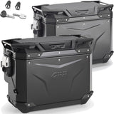 Monokey Cam-Side Trekker Outback Evo Smart Black Aluminium Side Cases + Locks - R Recessed 88 Lt Trekker Outback Evo Smart Aluminium - Givi Compatible With Suzuki V-Strom 800 Se (2023-2024)