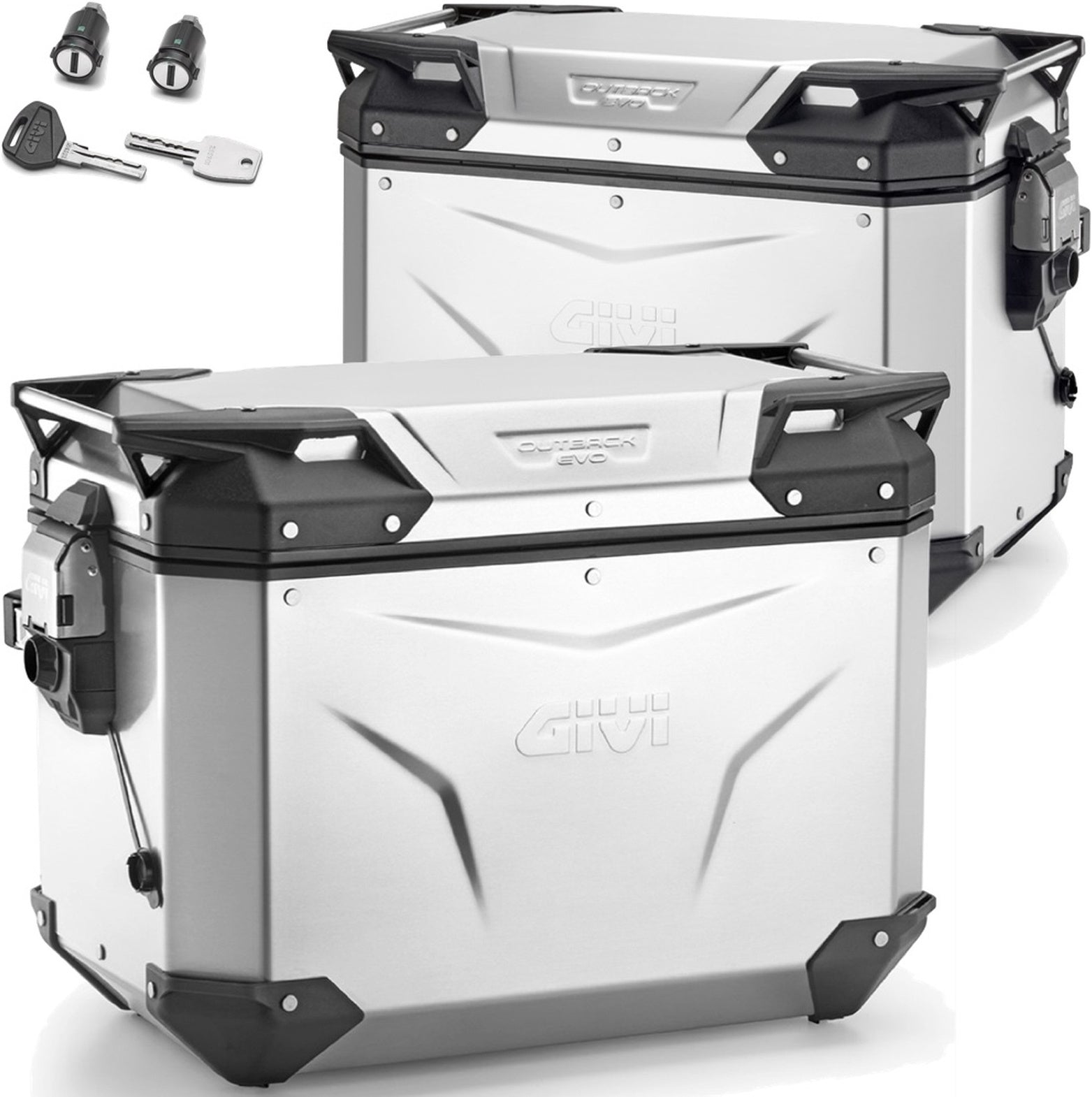 Monokey Cam-Side Trekker Outback Evo Smart Aluminium Side Cases + Locks - 96 Lt Trekker Outback Evo Smart Aluminium - Givi Compatible With Moto Morini X-Cape 649 (2021-2024)