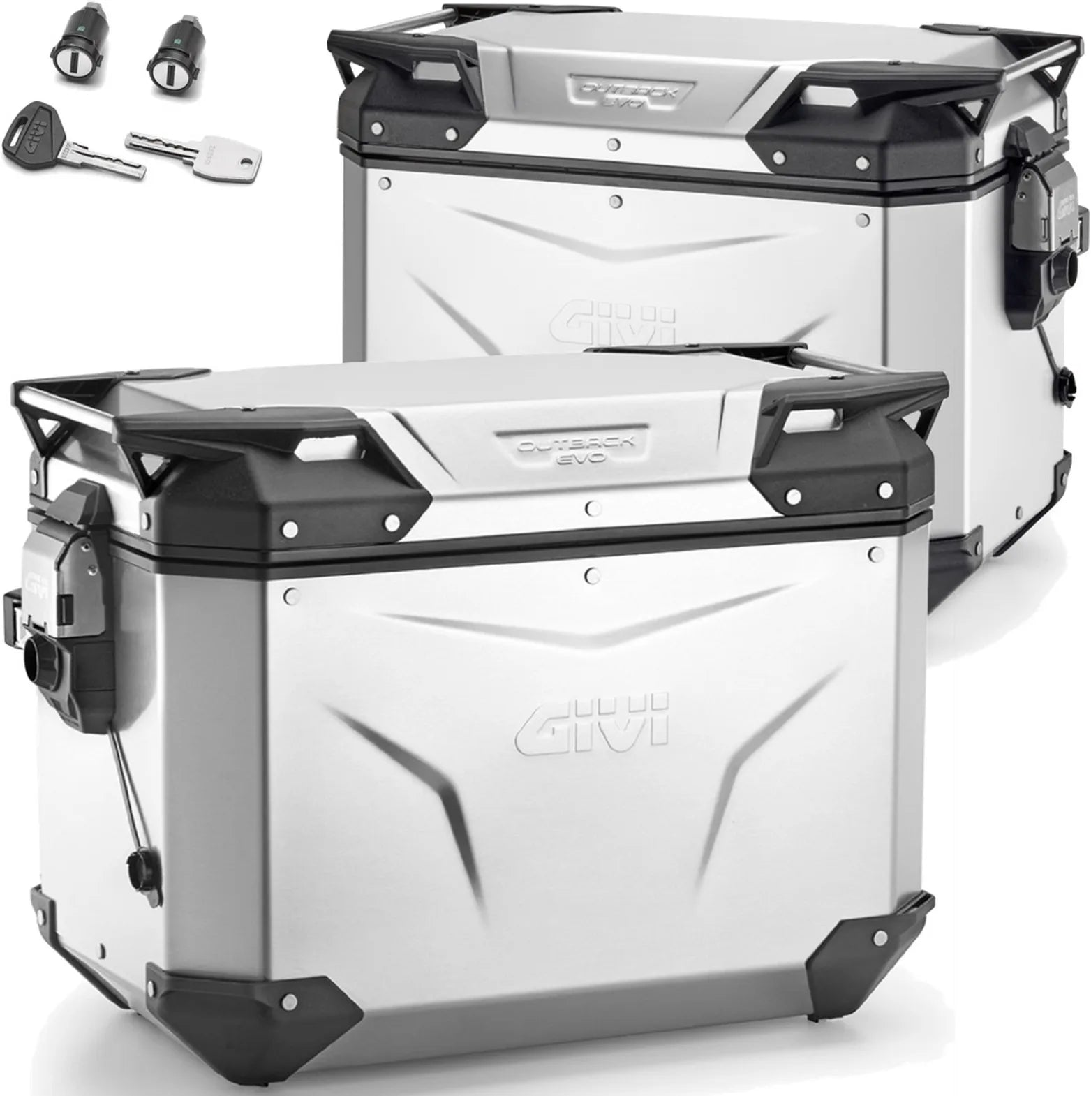 Monokey Cam-Side Trekker Outback Evo Smart Aluminium Side Cases + Locks - 96 Lt Trekker Outback Evo Smart Aluminium - Givi Compatible With Ktm 790 Adventure R (2019-2020)