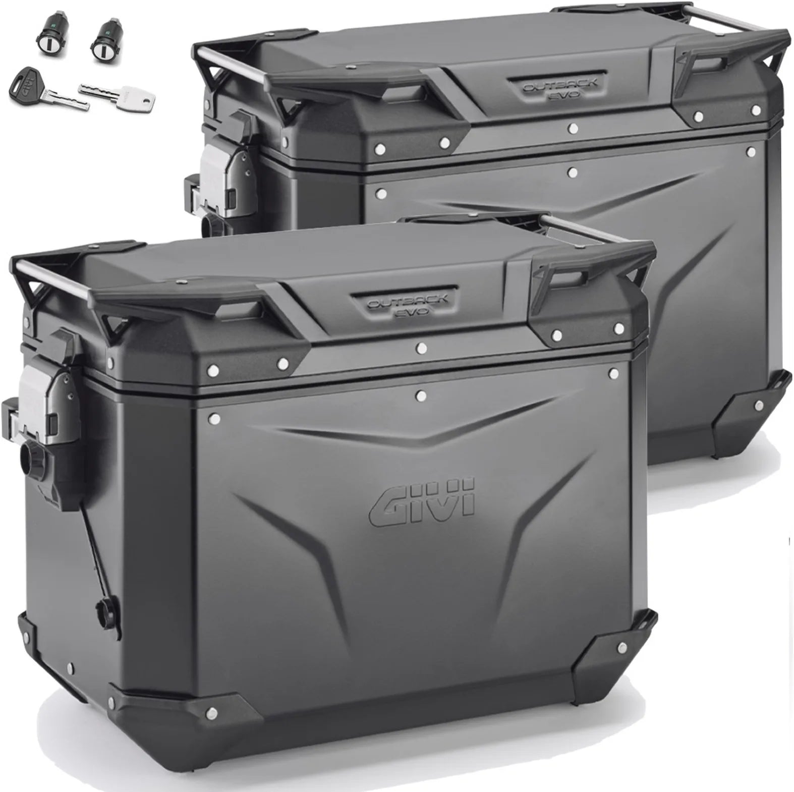 Monokey Cam-Side Trekker Outback Evo Smart Black Aluminium Side Cases + Locks - 96 Lt Trekker Outback Evo Smart Aluminium - Givi Compatible With Suzuki Gsx-S 1000 Gx (2024)