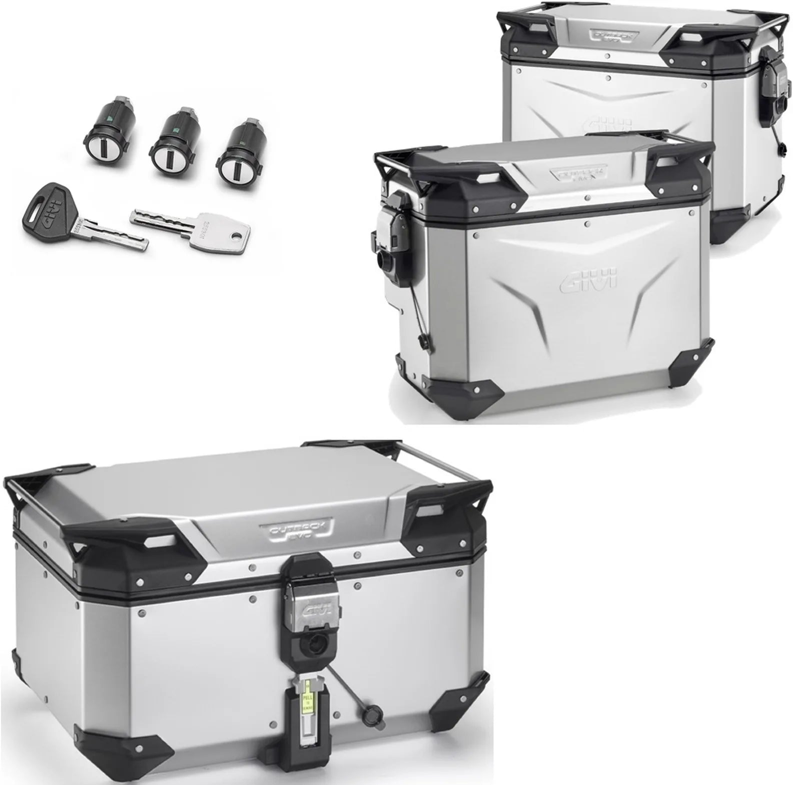 Trekker Outback Evo Smart Aluminium Top Case + Side Cases R Recessed - 146 Lt Trekker Outback Evo Smart Aluminium - Givi Compatible With Benelli Trk 702 (2023-2024)