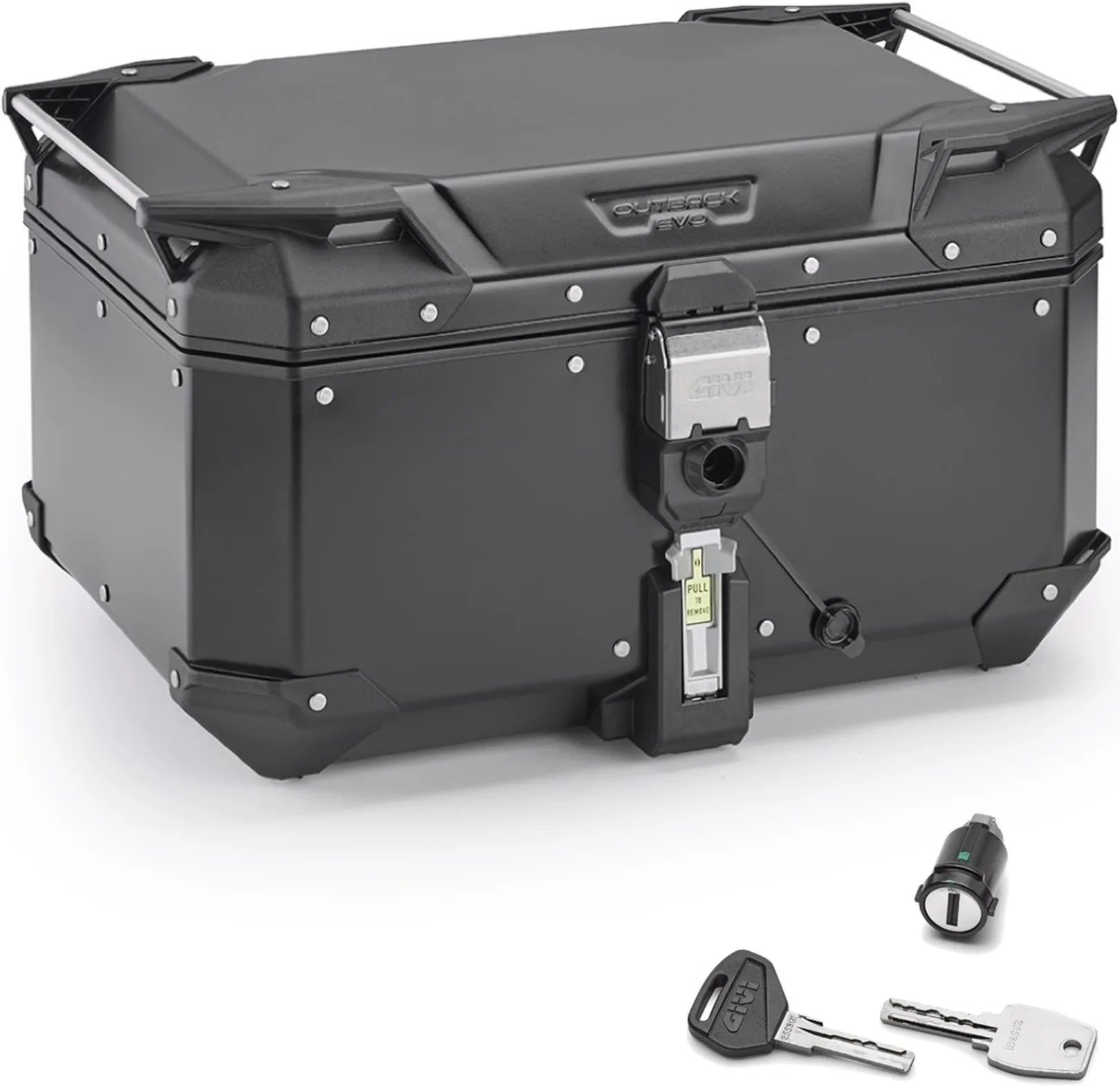 Monokey Trekker Outback Evo Smart Black Aluminium Top Case - 58 Lt 6Kg Trekker Outback Evo Smart Aluminium - Givi Compatible With Ktm 1290 Super Adventure T (2017)