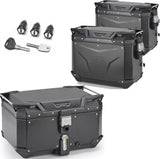 Trekker Outback Evo Smart Aluminium Black Top Case + Side Cases - 146 Lt Trekker Outback Evo Smart Aluminium - Givi Compatible With Honda Nx 500 (2024)