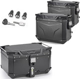 Trekker Outback Evo Smart Aluminium Black Top Case + Side Cases - 146 Lt Trekker Outback Evo Smart Aluminium - Givi Compatible With Honda Crf 1000 L Africa Twin Adventure Sports (2018-2019)