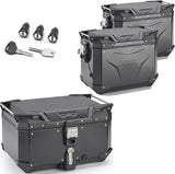 Trekker Outback Evo Smart Aluminium Black Top Case + Side Cases - 154 Lt Trekker Outback Evo Smart Aluminium - Givi Compatible With Honda Crf 1100 L Africa Twin (2020-2023)