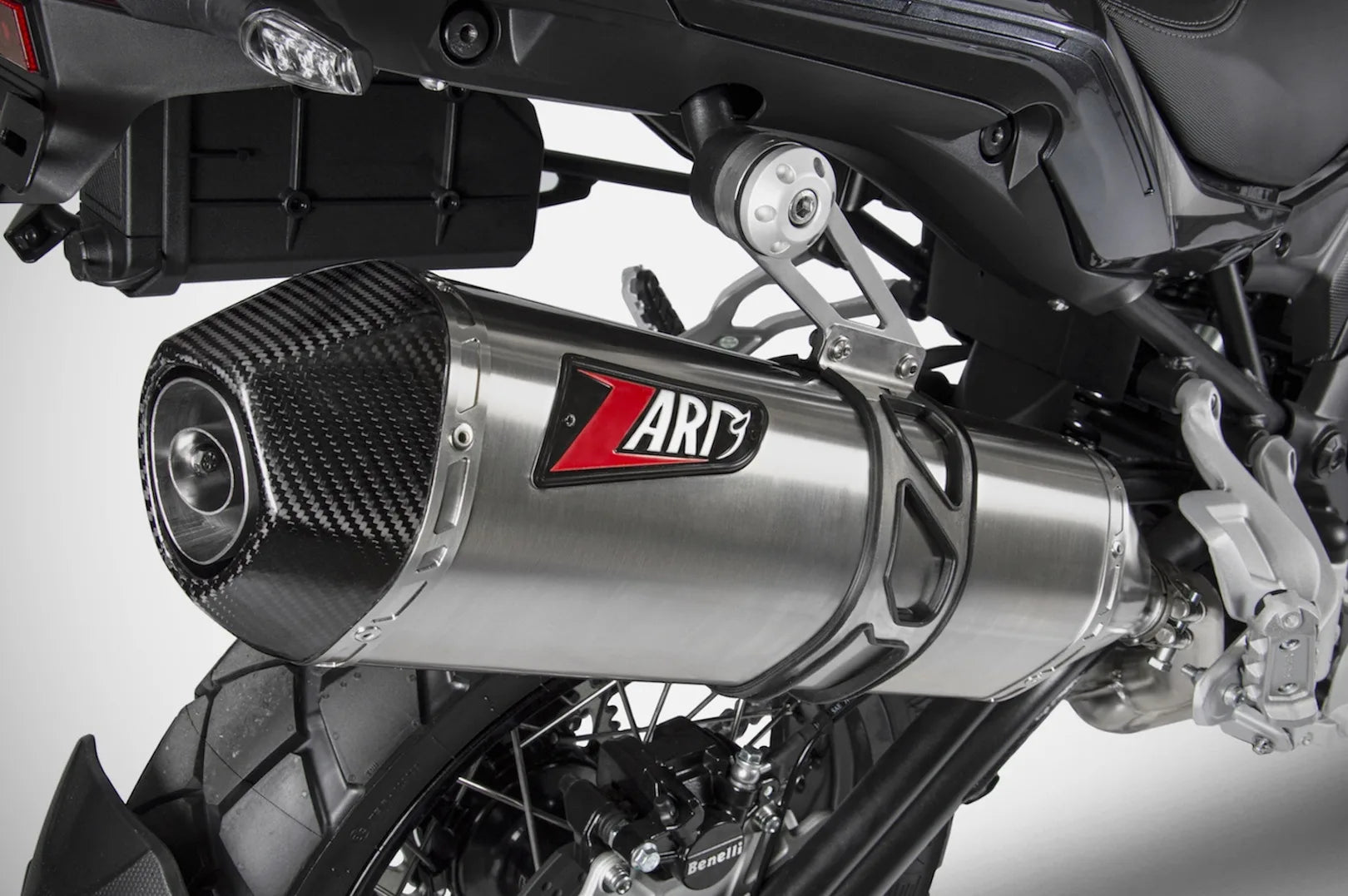 Exhaust Tip With Noise Certification Stainless Steel Endcap Carbon - Zard Compatible With Benelli Trk 502 (2021-2022)