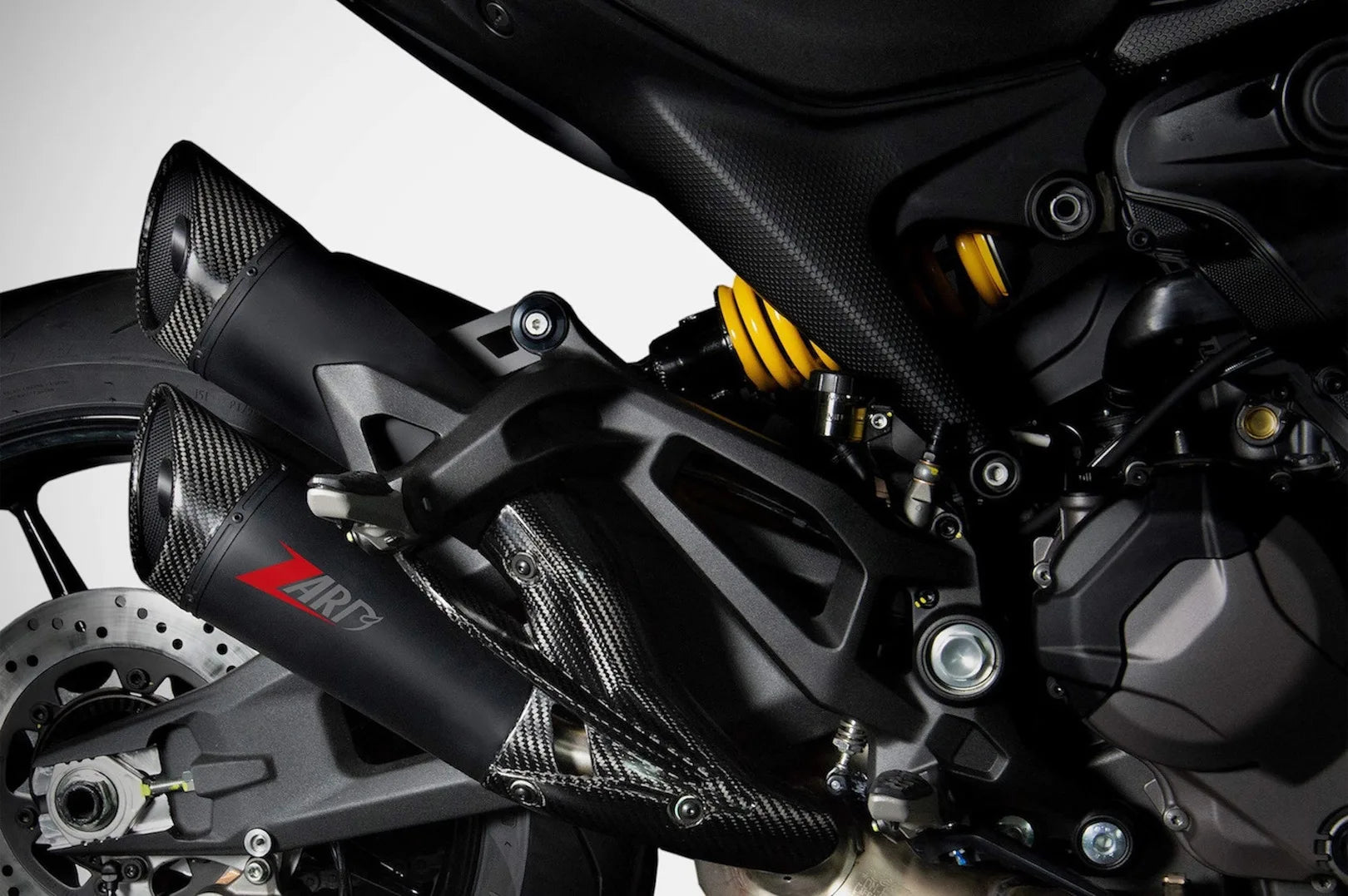 Complete Non-Catalytic Exhaust System With Sound Certification Steel Black Endcap Carbon - Zard Compatible With Ducati Monster 937 (2021-2023)