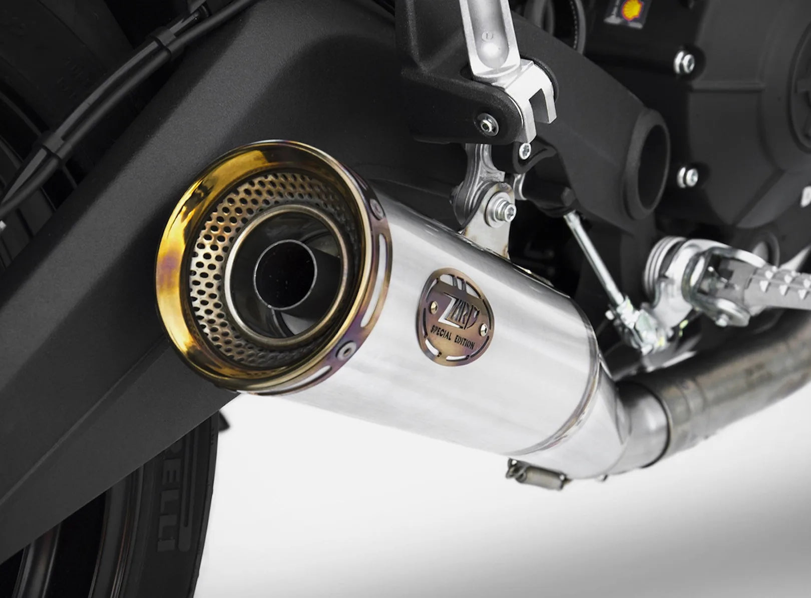 Exhaust Tip With Noise Certification Zuma Stainless Steel Endcap Bronze - Zard Compatible With Ducati Monster 797 (2017-2019)