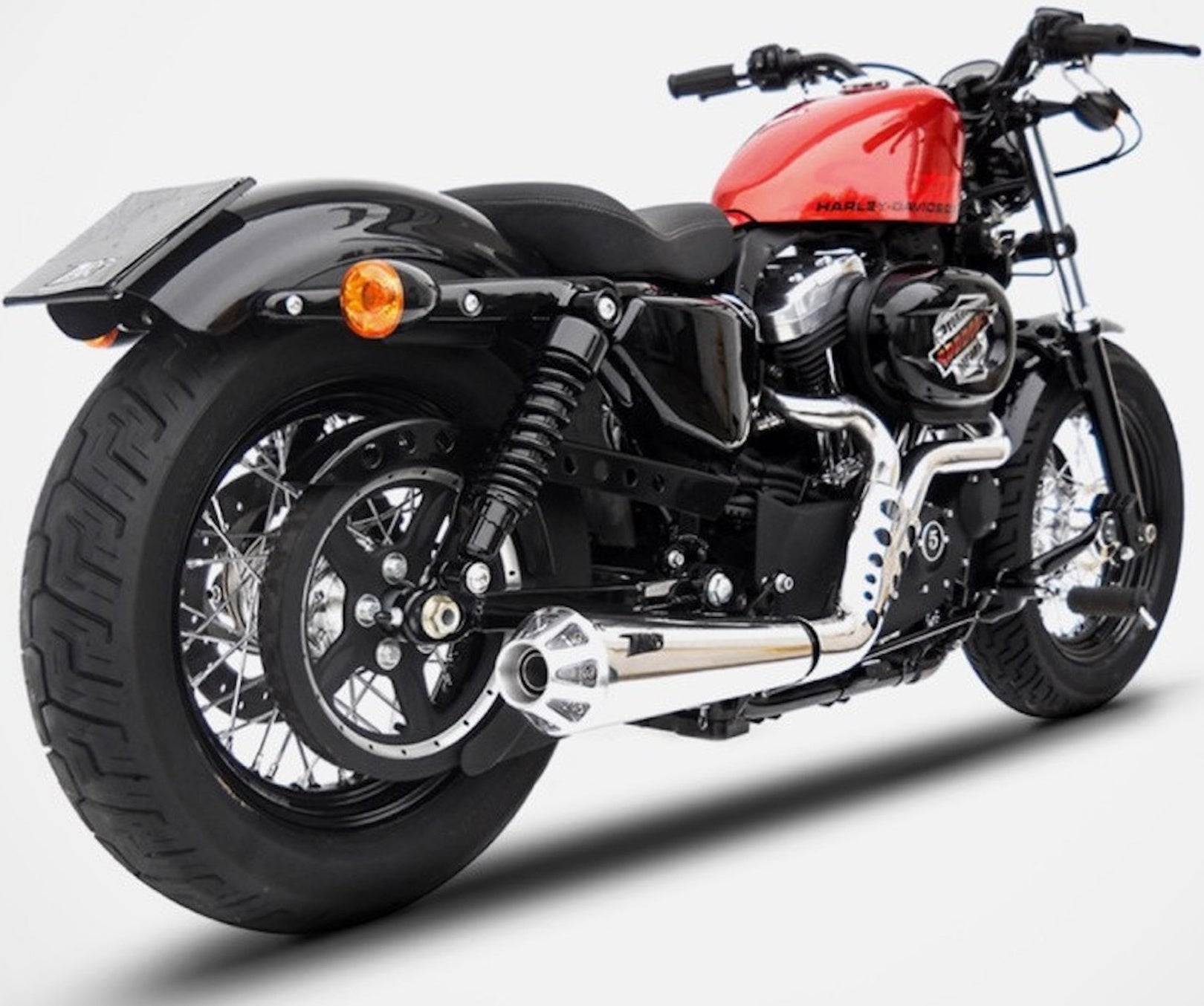 Complete Catalytic Exhaust System With Sound Certification Conical Stainless Steel Polish Endcap Aluminium - Zard Compatible With Harley-Davidson Sportster (2014-2016)