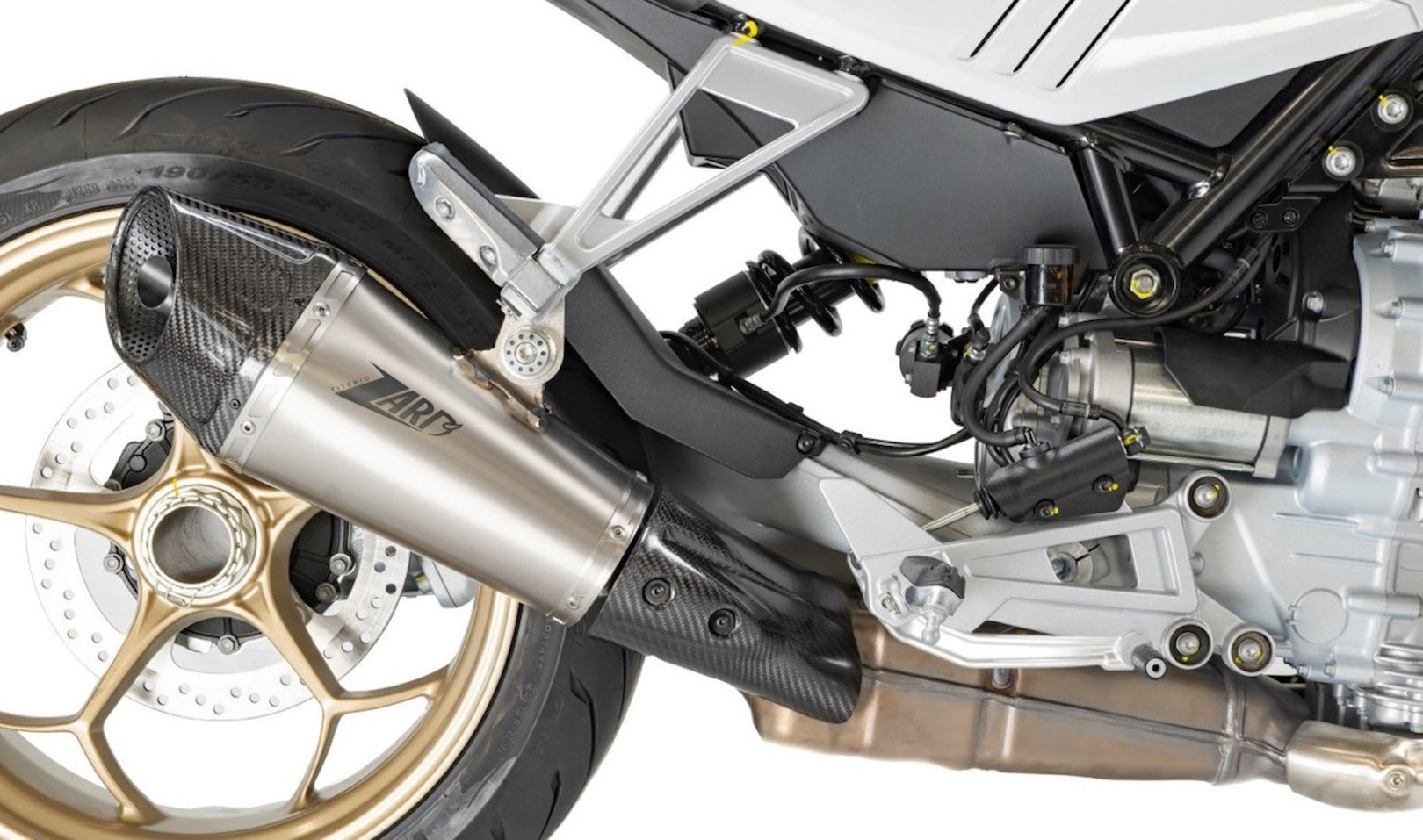 Exhaust Tip With Noise Certification Titanium Endcap Carbon - Zard Compatible With Moto Guzzi V 100 Mandello 1000 (2023)