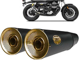 Exhaust Tip With Noise Certification Big Steel Black Endcap Bronze - Zard Compatible With Moto Guzzi V9 Roamer (2016-2019)