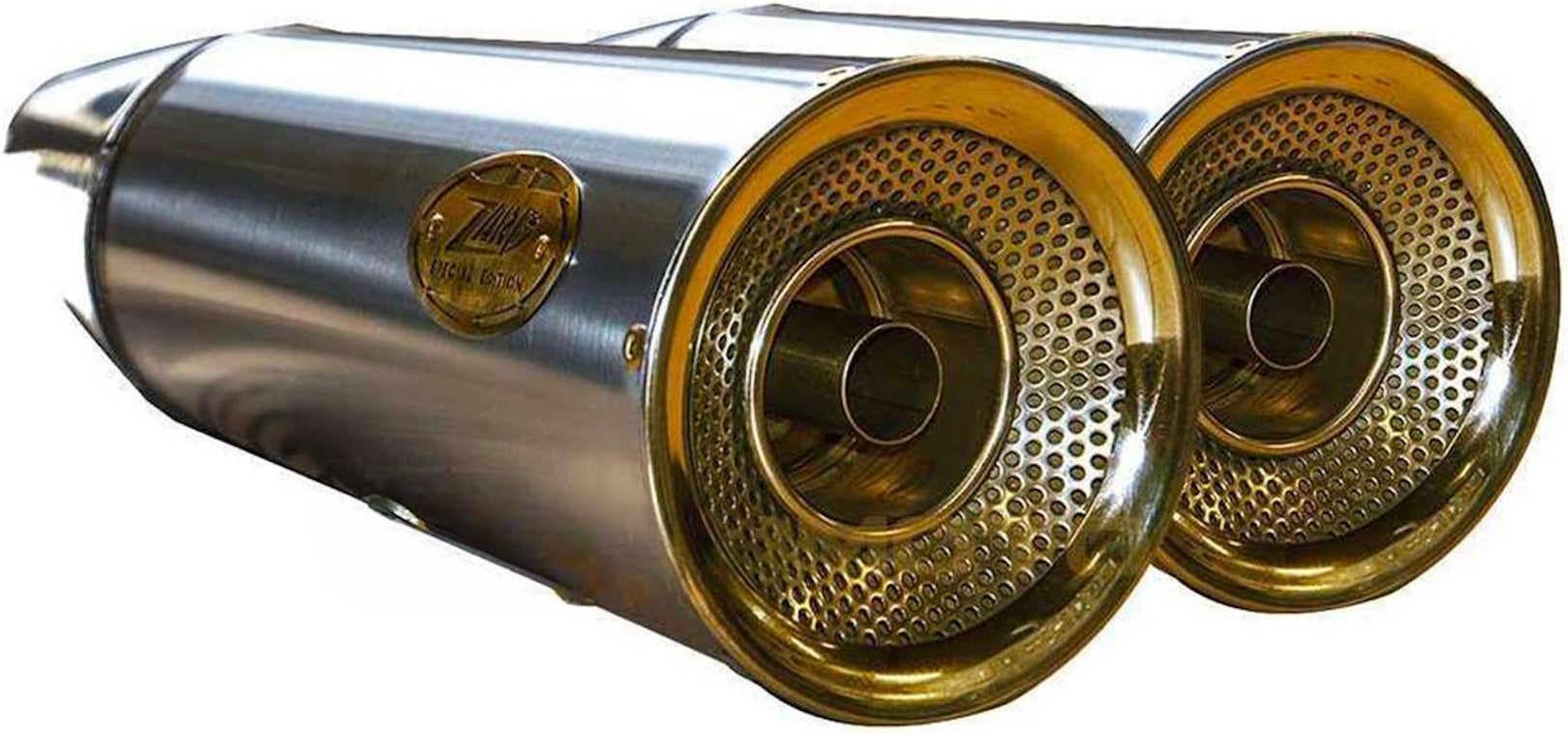 Exhaust Tip With Noise Certification Big Stainless Steel Endcap Bronze - Zard Compatible With Moto Guzzi V9 Roamer (2016-2019)