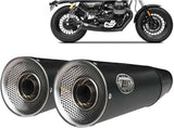 Exhaust Tip With Noise Certification Big Steel Black Endcap Aluminium - Zard Compatible With Moto Guzzi V9 Bobber (2016-2019)