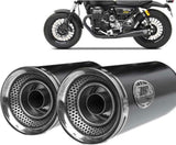 Exhaust Tip With Noise Certification Slim Steel Black Endcap Aluminium - Zard Compatible With Moto Guzzi V9 Roamer (2016-2019)