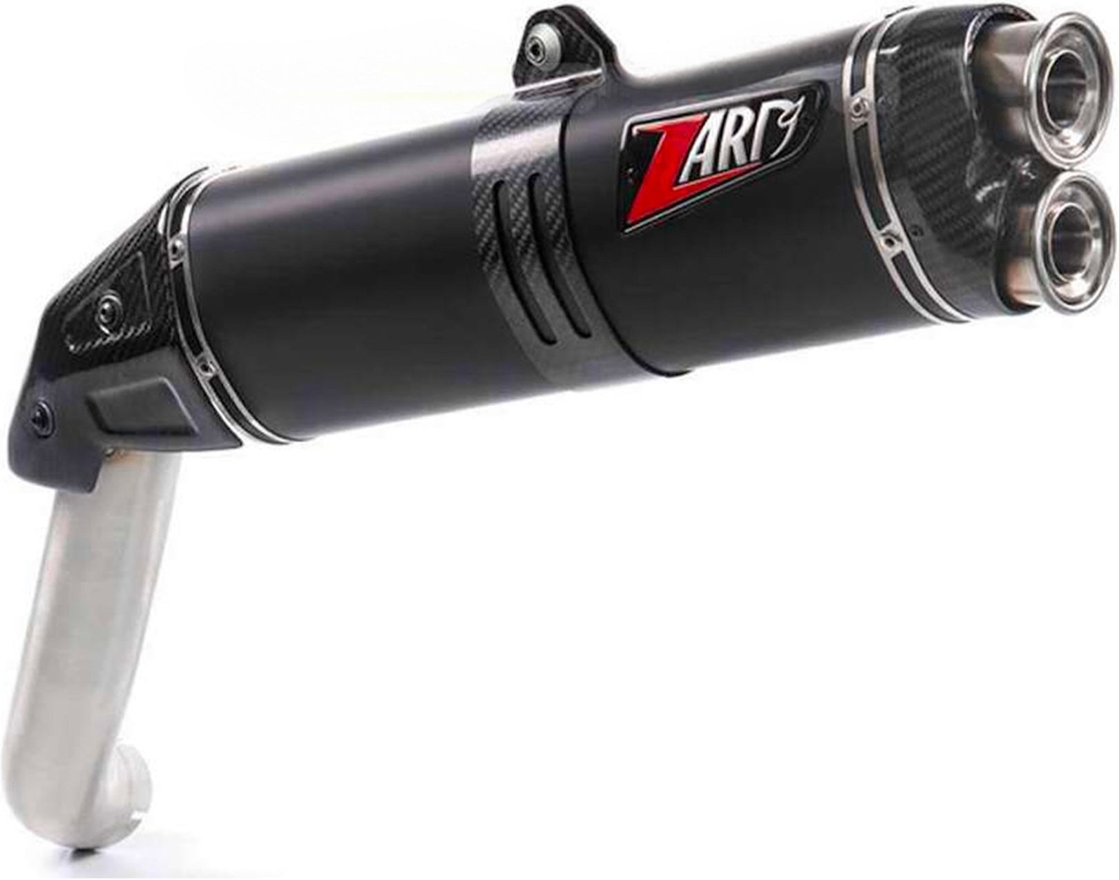 Exhaust Tip With Noise Certification Steel Black Endcap Carbon - Zard Compatible With Moto Guzzi V85 Tt (2019-2023)
