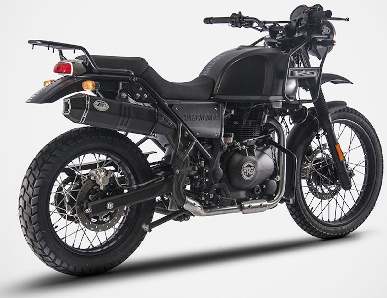 Exhaust Tip With Noise Certification Penta High Steel Black Endcap Carbon - Zard Compatible With Royal Enfield Himalayan (2017-2020)