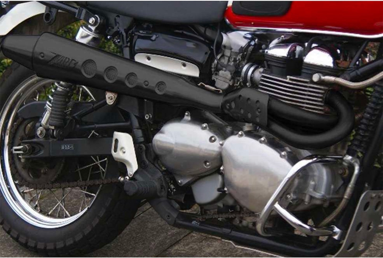 Complete Catalytic Exhaust System With Sound Certification Conical High Steel Black - Zard Compatible With Triumph Scrambler 900 (2001-2016)