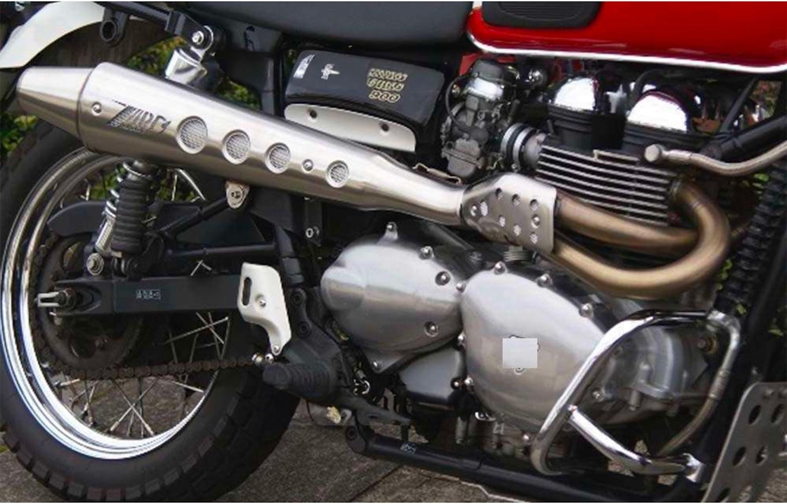 Complete Catalytic Exhaust System With Sound Certification Conical High Stainless Steel - Zard Compatible With Triumph Scrambler 900 (2001-2016)