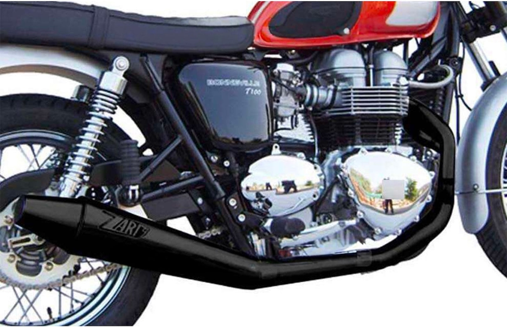 Complete Catalytic Exhaust System With Sound Certification Conical Low Steel Black - Zard Compatible With Triumph Thruxton 900 (2001-2016)