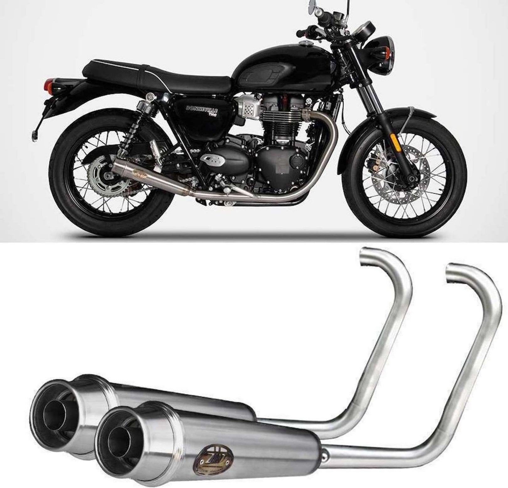 Complete Catalytic Exhaust System With Sound Certification Stainless Steel - Zard Compatible With Triumph Bonneville T120 (2016-2020)