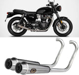 Complete Non-Catalytic Exhaust System With Sound Certification Back Stainless Steel - Zard Compatible With Triumph Bonneville T120 (2016-2020)