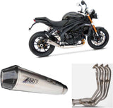 Complete Non-Catalytic Exhaust System With Sound Certification Titanium Endcap Carbon - Zard Compatible With Triumph Speed Triple 1200 Rs - Rr (2021-2023)