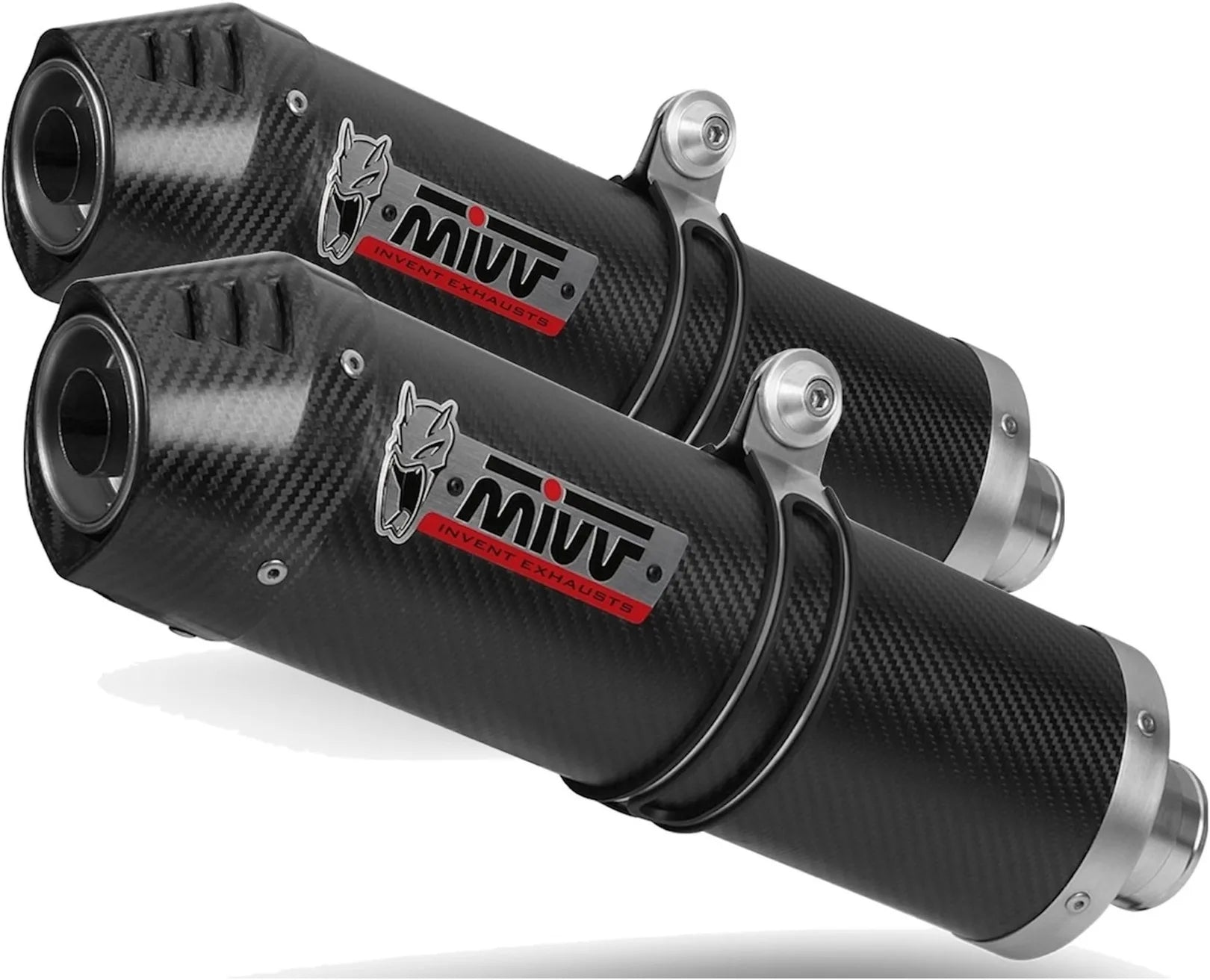 Dual Exhaust System With Sound Certification Oval Carbon Carbon - Mivv Compatible With Suzuki Gsx-R 1300 Hayabusa (2008-2017)