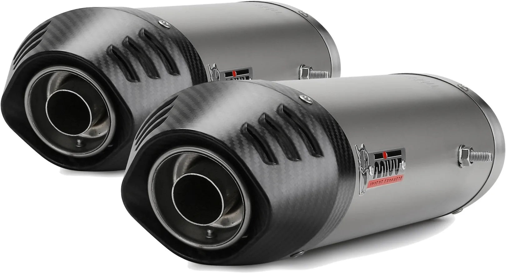 Dual Non-Catalytic Exhaust System With Sound Certification Oval Titanium Carbon - Mivv Compatible With Ducati 848 (2007-2013)