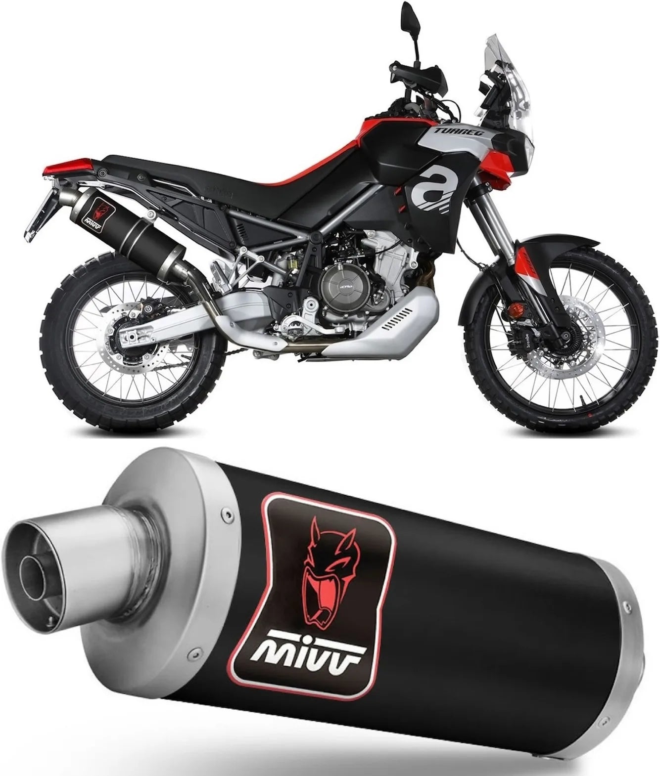 Exhaust Tip With Noise Certification Dakar Steel Black - Mivv Compatible With Aprilia Tuareg 660 (2022-2024)