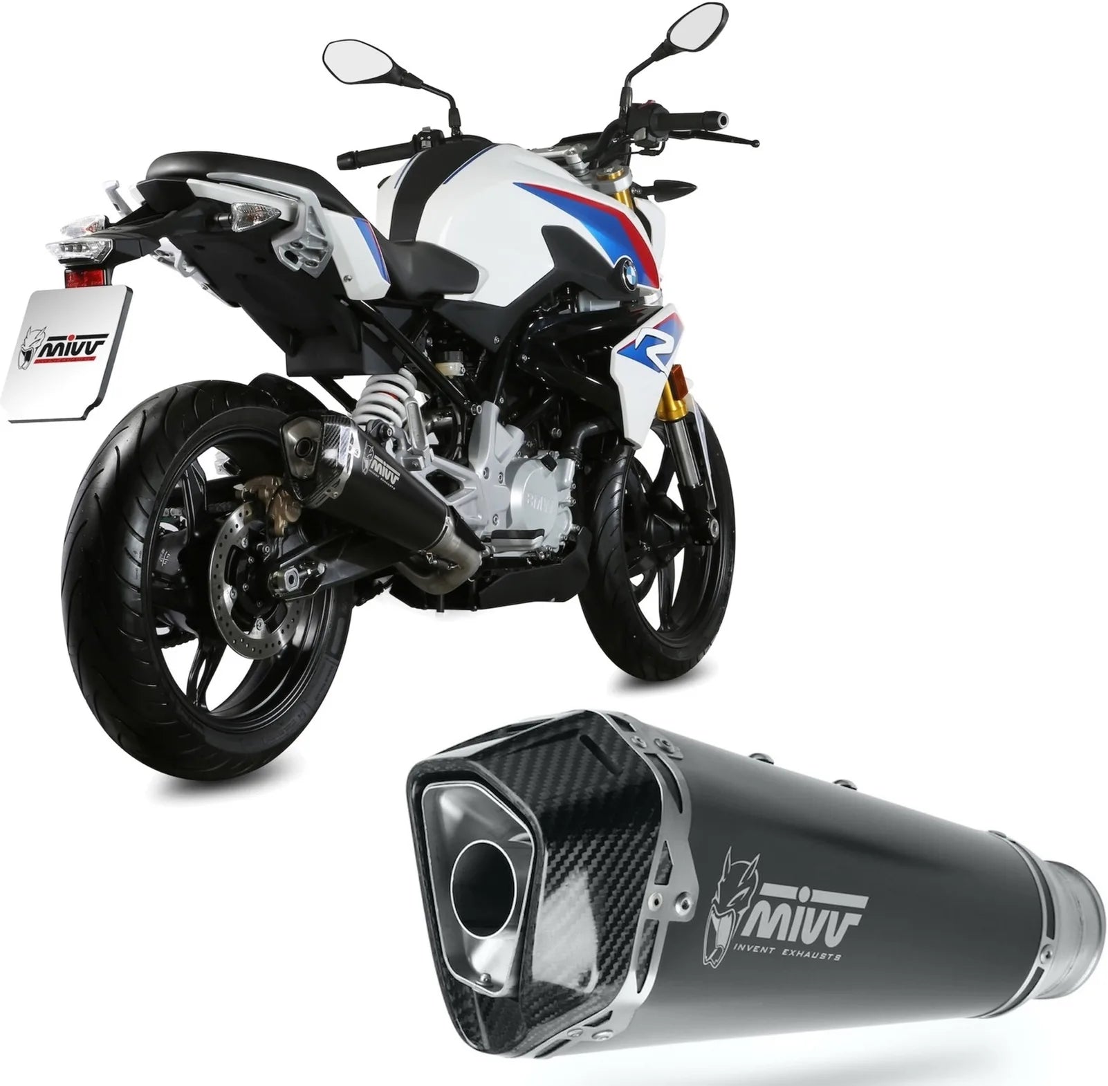Complete Non-Catalytic Exhaust System With Sound Certification Delta Race Steel Black Carbon - Mivv Compatible With Bmw G 310 R (2018-2024)