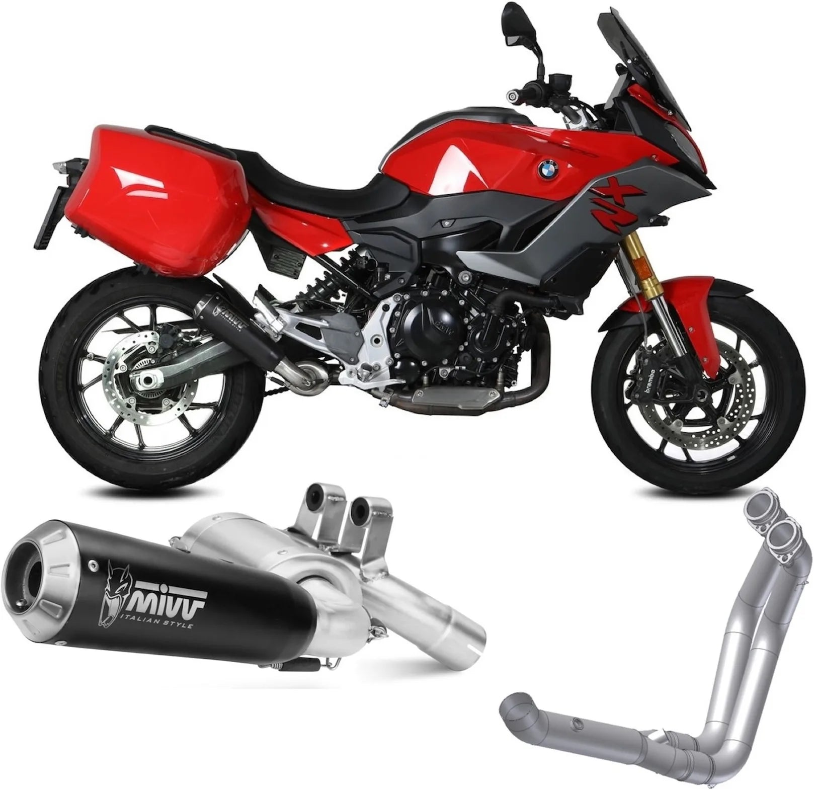 Complete Non-Catalytic Exhaust System With Sound Certification X-M1 Steel Black - Mivv Compatible With Bmw F 900 Xr (2020-2024)