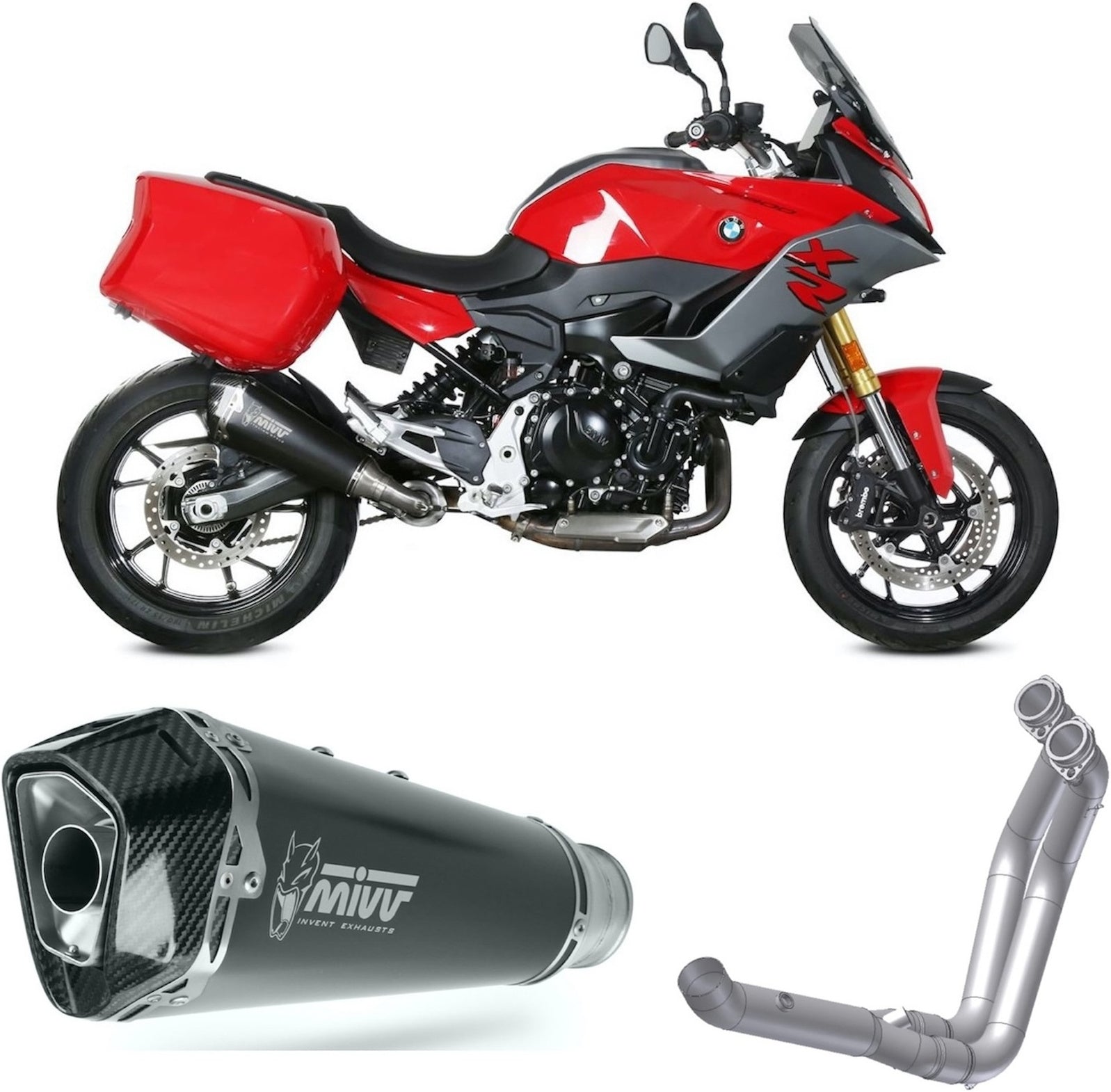 Complete Non-Catalytic Exhaust System With Sound Certification Delta Race Steel Black Carbon - Mivv Compatible With Bmw F 900 Xr (2020-2024)