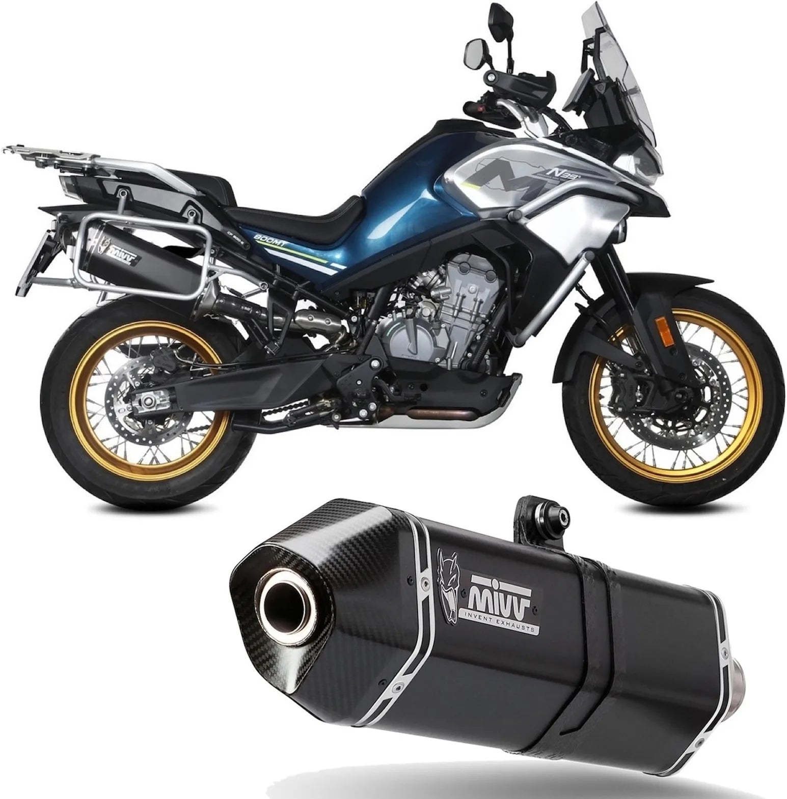 Exhaust Tip With Noise Certification Speed Edge Steel Black Carbon - Mivv Compatible With Cfmoto 800 Mt (2022-2024)