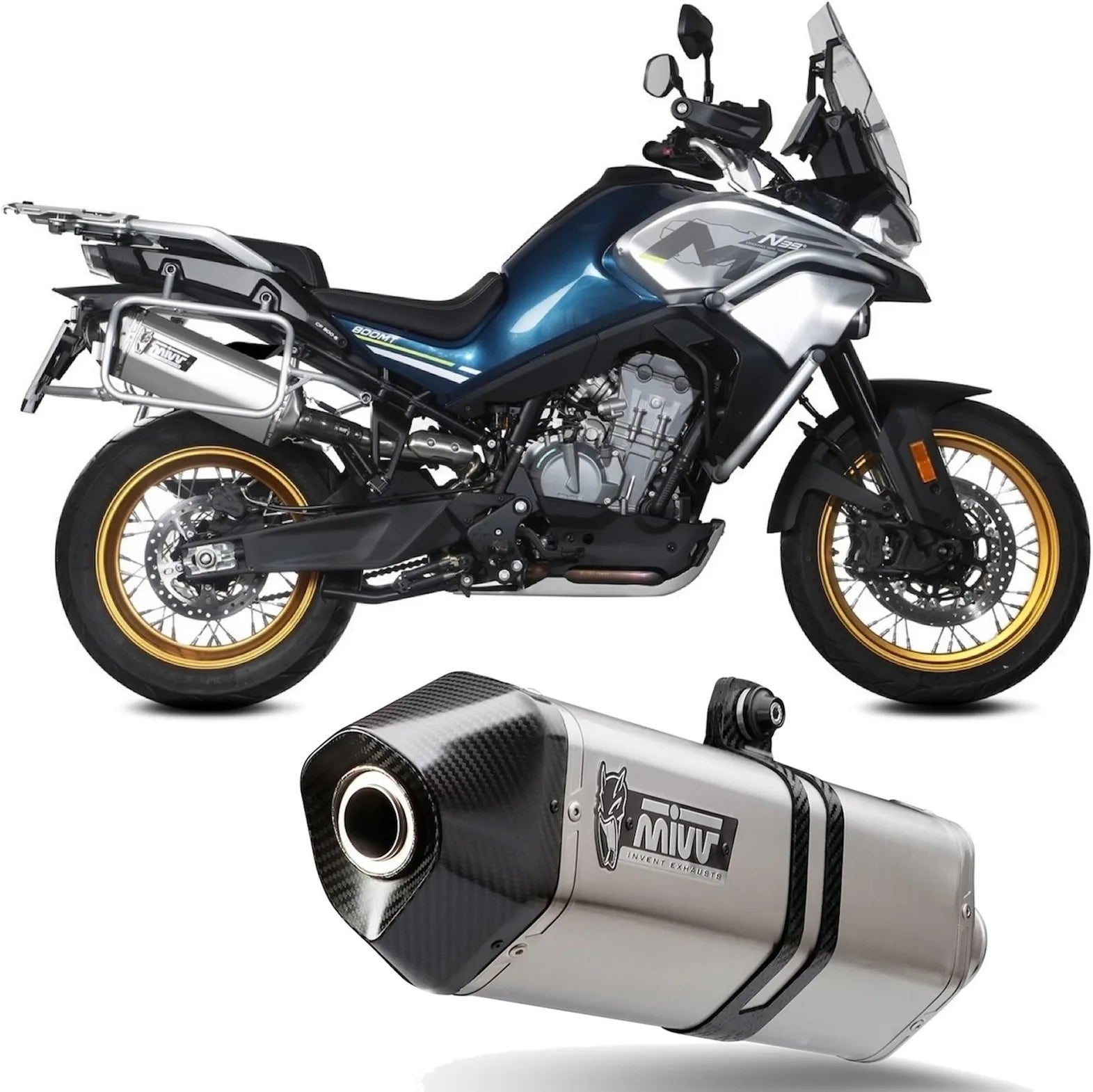 Exhaust Tip With Noise Certification Speed Edge Stainless Steel Carbon - Mivv Compatible With Cfmoto 800 Mt (2022-2024)