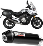 Non-Catalytic Exhaust Tip With Sound Certification Oval Steel Black Carbon - Mivv Compatible With Cfmoto 650 Mt (2021-2024)