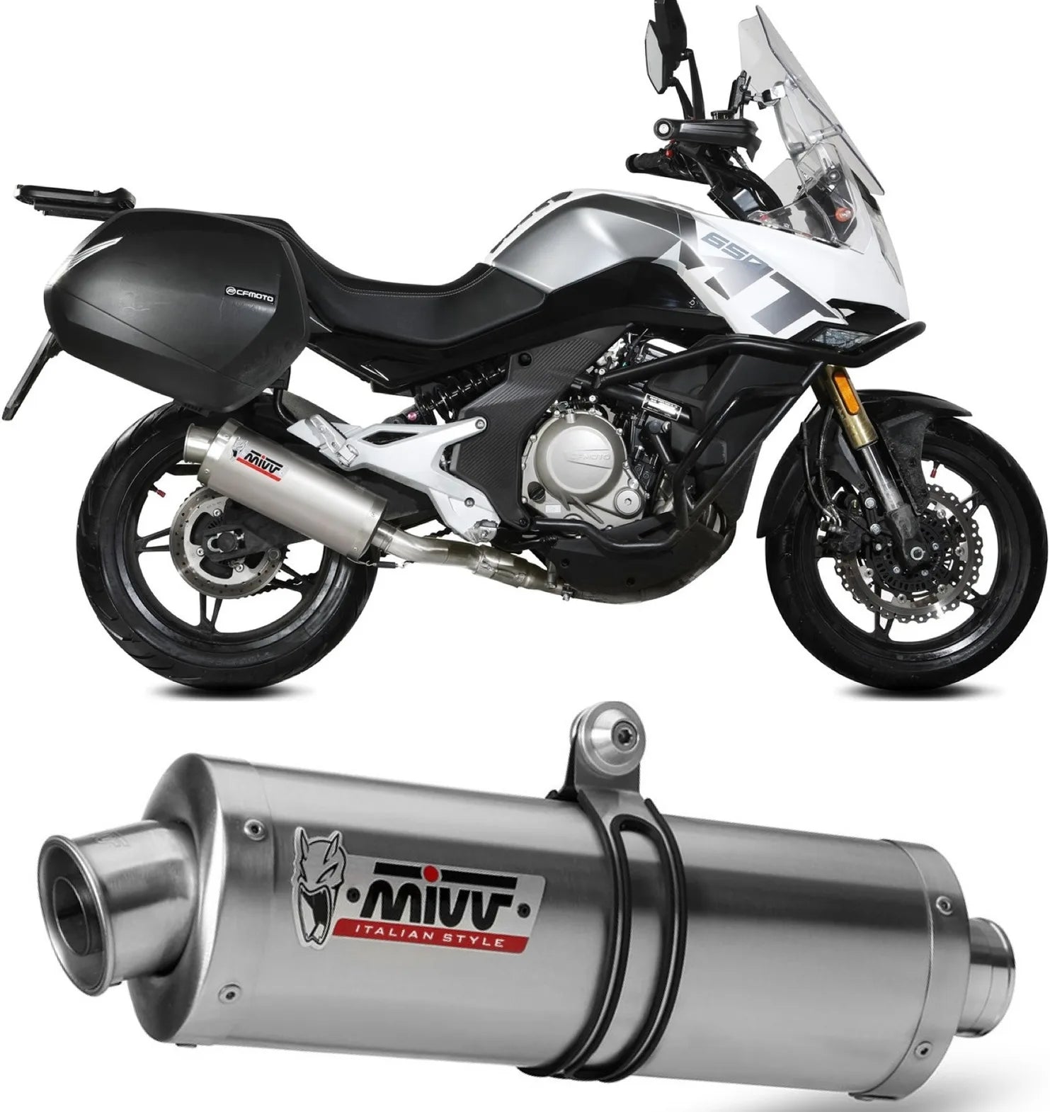 Catalytic Exhaust Tip With Sound Certification Oval Stainless Steel - Mivv Compatible With Cfmoto 650 Mt (2021-2024)