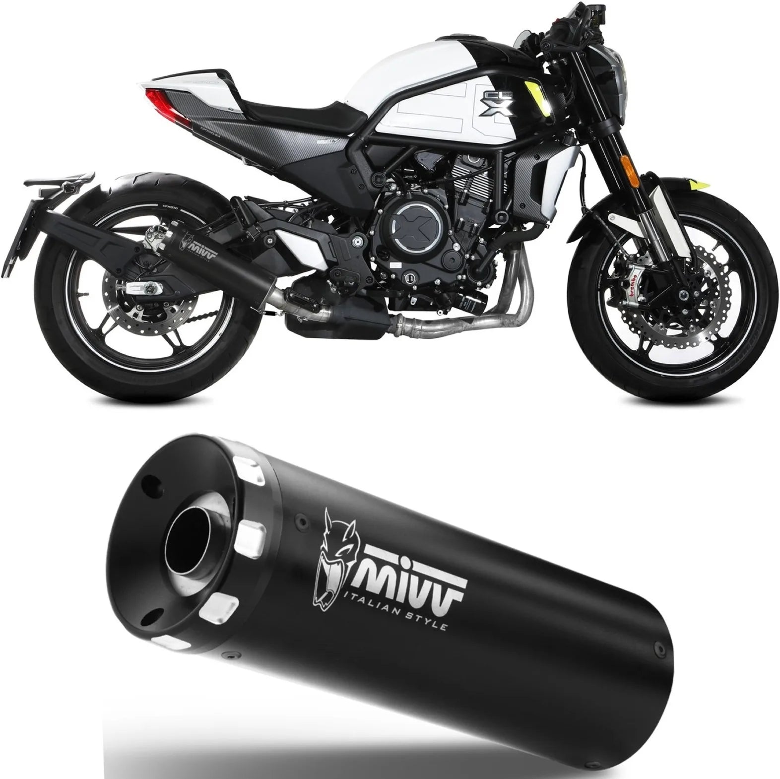 Exhaust Tip With Noise Certification Hr-1 Steel Black - Mivv Compatible With Cfmoto 700 Cl-X (2023-2024)