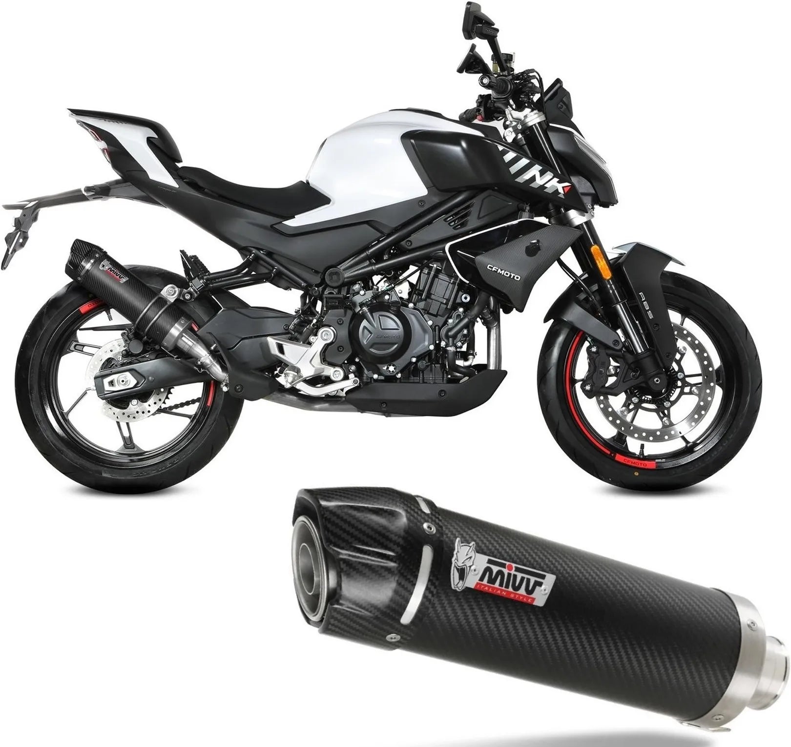 Exhaust Tip With Noise Certification Gp Carbon - Mivv Compatible With Cfmoto 450 Nk (2023-2024)