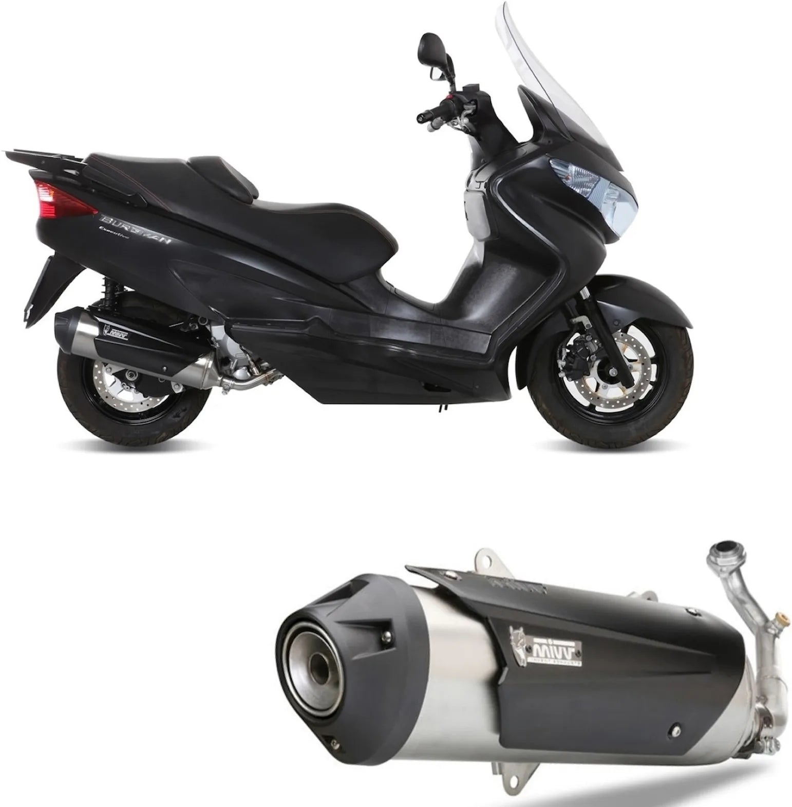 Complete Non-Catalytic Exhaust System With Sound Certification Urban Stainless Steel - Mivv Compatible With Suzuki Uh 200 Burgman (2007-2015)