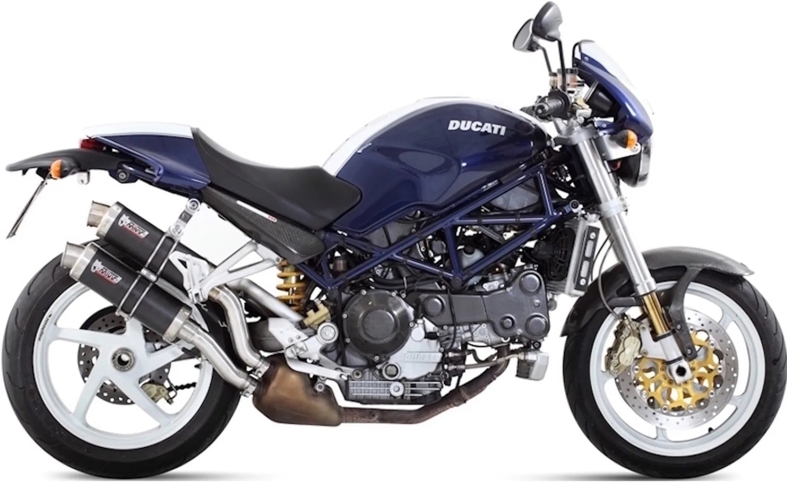 Dual Exhaust System With Sound Certification Gp Carbon - Mivv Compatible With Ducati Monster S2R 1000 (2006-2007)