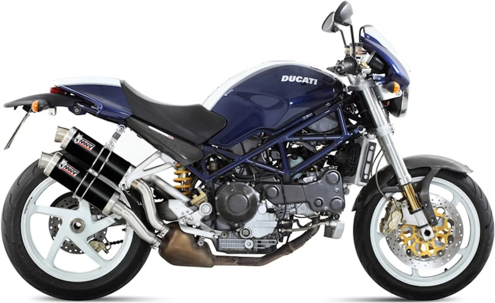 Dual Exhaust System With Sound Certification Gp Steel Black - Mivv Compatible With Ducati Monster S2R 1000 (2006-2007)