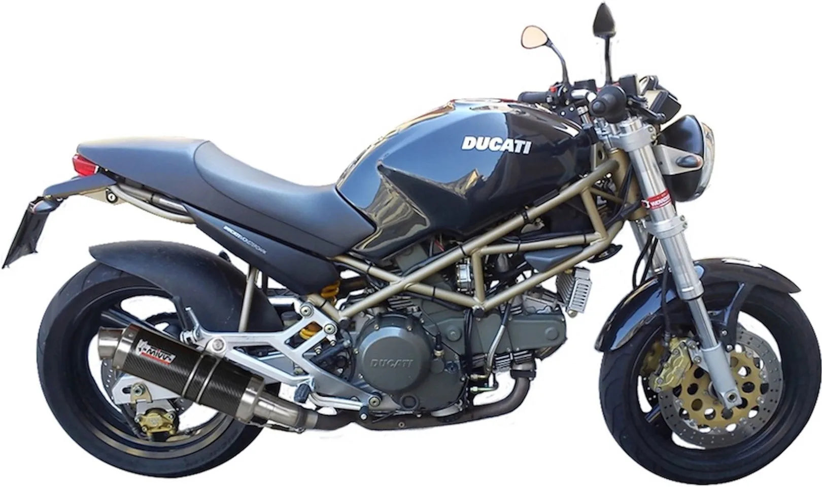 Dual Exhaust System With Sound Certification Gp Carbon - Mivv Compatible With Ducati Monster 750 (1999-2002)