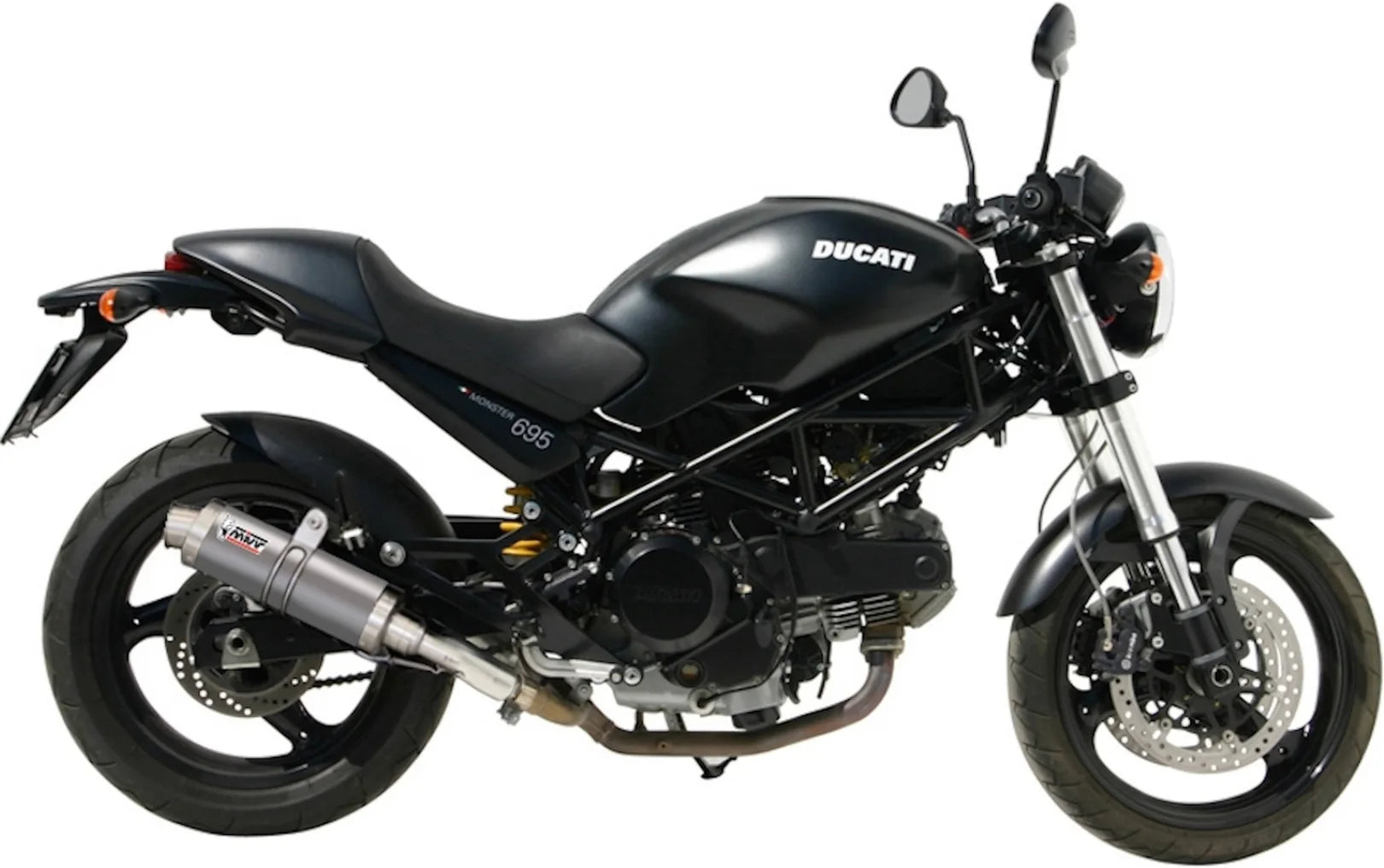 Dual Non-Catalytic Exhaust System With Sound Certification Oval Stainless Steel - Mivv Compatible With Ducati Monster 695 (2006-2008)