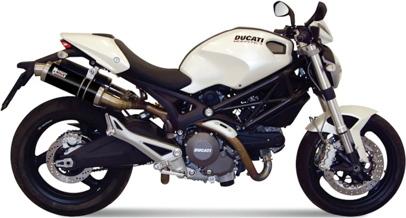 Dual Non-Catalytic Exhaust System With Sound Certification Gp Steel Black - Mivv Compatible With Ducati Monster 696 (2008-2014)