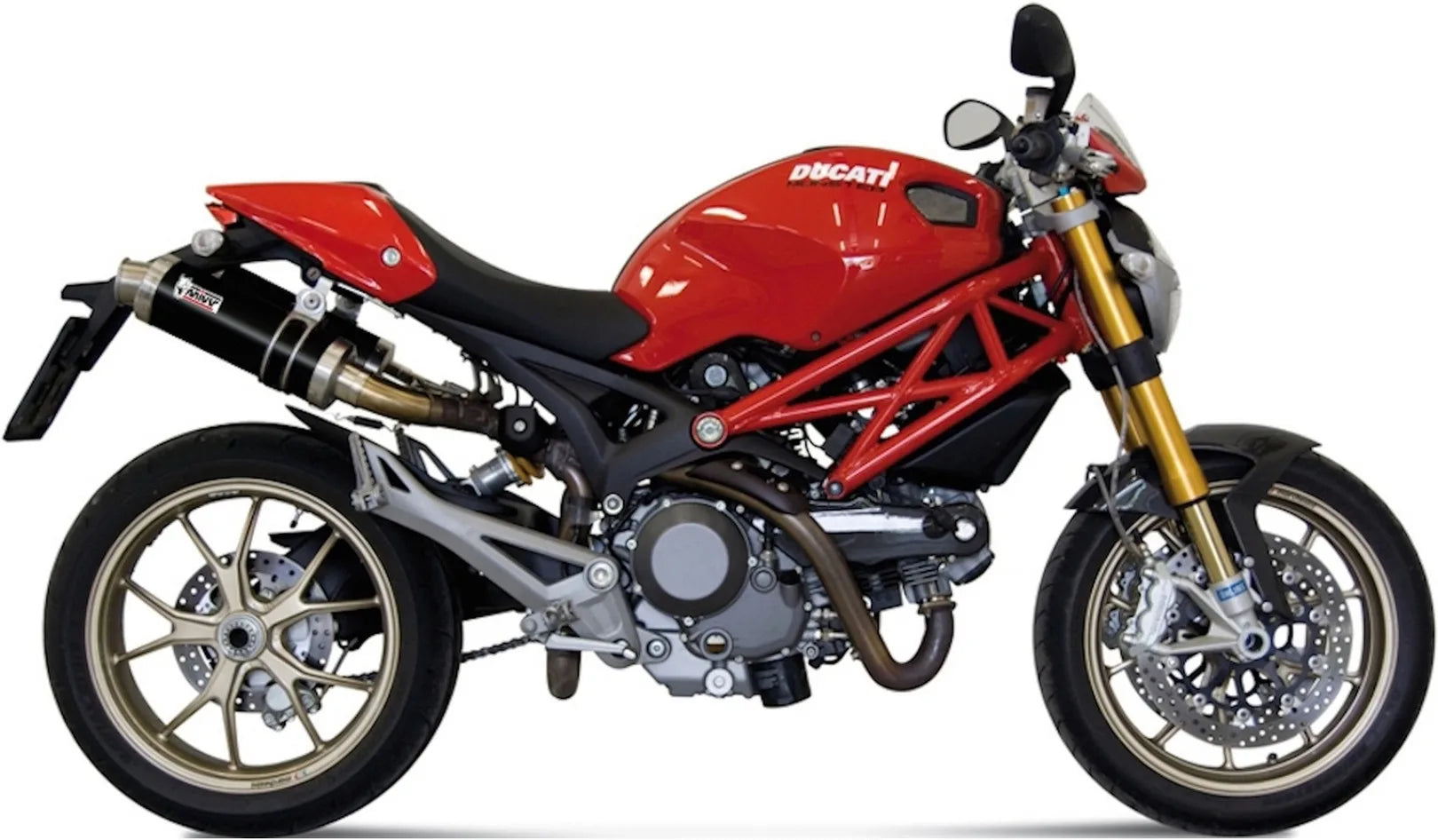 Dual Catalytic Exhaust Tips With Sound Certification Gp Steel Black - Mivv Compatible With Ducati Monster 1100 (2008-2010)